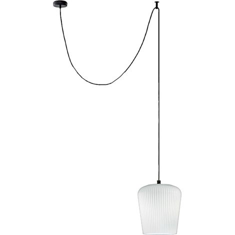 Sospensione vetro bianco gea luce numa dec e27 led lampada soffitto decentramento classica