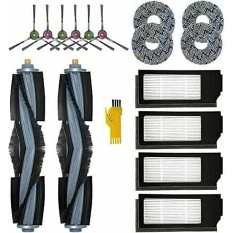 Kit de accesorios de repuesto Ulisem para ECOVACS DEEBOT X1 OMNI, X1e OMNI, X1 TURBO y X1+ Robot (16 paquetes): 2 cepillos principales, 4 filtros, 6 cepillos laterales y 4 paños. (1/4)