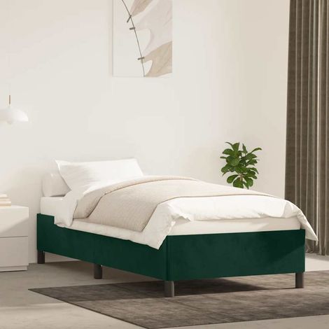 Estructura de cama sin colchón terciopelo verde oscuro 90x200cm