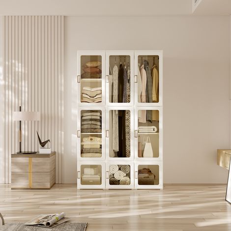 Armadio con porta trasparente, senza installazione, cassetto per apertura, 69x50x170 cm, bianco (1/5)