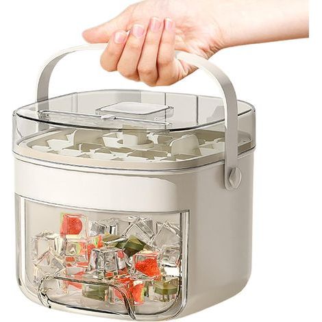 Bac à Glaçons Réutilisable avec Poignée, Couvercle et Bac de Stockage, Compact Empilable pour Cuisine, Voyage et Fête (1/4)