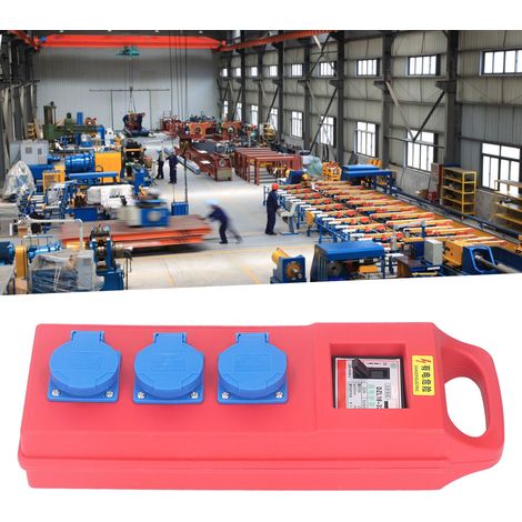 Boîte électrique portable à trois trous pour boîtes électriques temporaires sur les chantiers de construction, protection IP54, 200-250 VCA. (1/5)