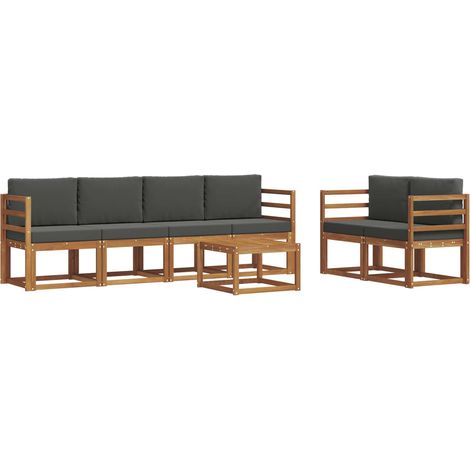 Conjunto de sofás de exterior 7 uds. Natural y Antracita vidaXL (1/5)