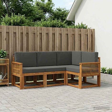 vidaXL Conjunto de sofás de exterior 4 uds. Natural y Antracita (1/5)