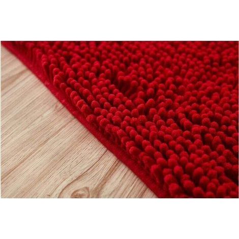 pair Demi-Cercle Tapis Salle Bain, Doux Absorbant Chenille Tapis De Baignoire Duveteux Antidérapante Tapis Tapis De Bain Demi-Lune pour Baignoire Lavable en Machine -Gros rouge-60 x 90-Fei Yu