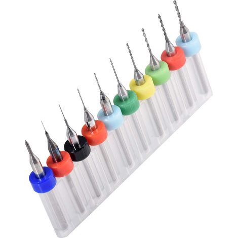 10pcs Mini PCB Drill Bits 0.1-1.0mm, Spiral Flute Carbide Micro Drill Bits, Jewelry Rotary Tools (1/5)
