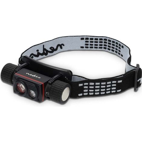 Nedis LED stirnlampe / Batteriebetrieben / Stromversorgung über USB / 3.7 V DC / Wiederaufladbar / Nennlichtstrom: 1000 lm / Lichtbereich: 180 m