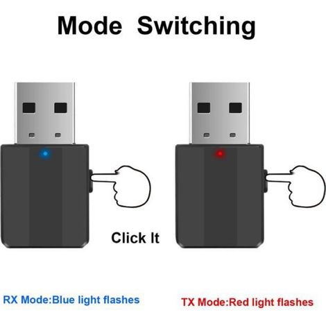 USB Adaptateur Bluetooth clé pour pc transmetteur, BT5.0 dongle pour TV Connexion Jack 3.5mm pour Voiture/système Audio (1/4)