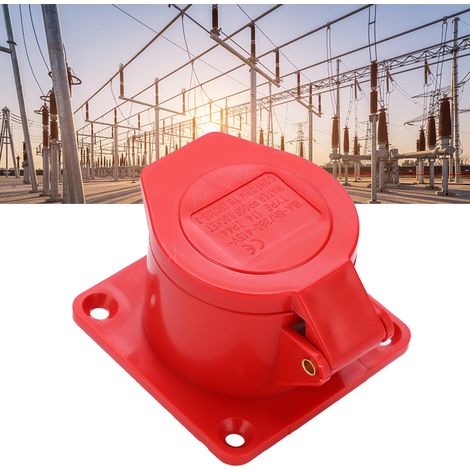Prise industrielle 16A 4 broches IP44 étanche antidéflagrante 380-415V triphasée 3P+E pour installation encastrée (1/5)