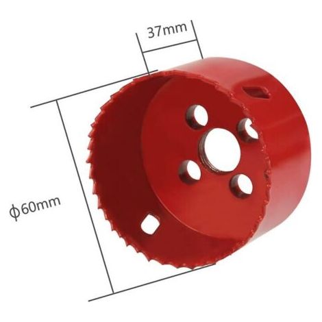 Scie cloche bimétallique, scie cloche à bois de 60 mm, scie cloche avec adaptateur hexagonal et foret de centrage, pour percer le plastique, le PVC, le bois, les panneaux de fibres