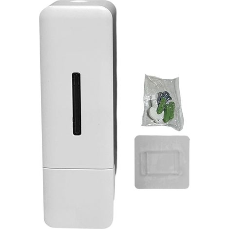 Distributeur de savon liquide mural simple, 250 ml, manuel, pour shampoing, après-shampoing et gel douche, grand bouton-poussoir, blanc (1/5)