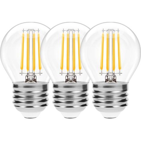 E27 LED-Filamentlampe G45, 2700K warmweiß, 6W Ersatz für 60W Glühbirne, 600 Lumen, nicht dimmbar, Glas Edison Lampen AC220-240V für Kronleuchter, 3 Stück [Energieklasse E] (1/5)
