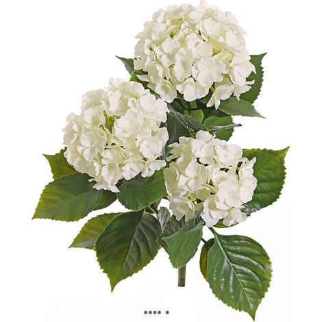 Hortensia artificiel 3 têtes en piquet pour extérieur H 43 cm Crème - couleur: Crème (1/3)