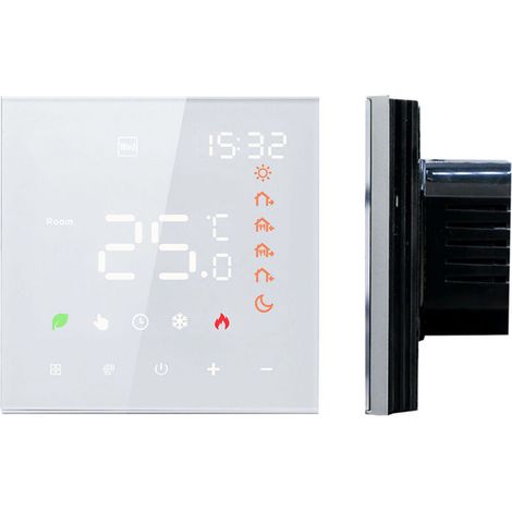 SJLERST Thermostat intelligent 16A, thermostat programmable numérique à écran tactile LCD pour chauffage par le sol, thermostat mural