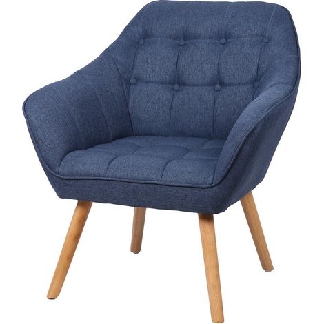 Stoff-Sessel in Blau mit Holzbeinen – 74x70xH85 cm, Sitzhöhe 43 cm – Kollektion ARCTIKA