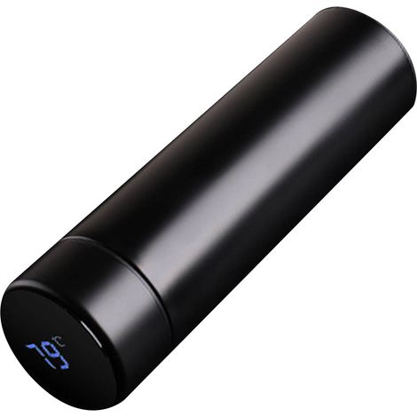 Bouteille isotherme de 500 ml, revêtement en acier inoxydable 304, fond en silicone, format portable, noire. (1/5)