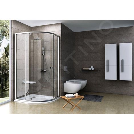 Ravak Pivot - Cabine de douche quart de cercle PSKK3-100, 97-100 cm, cadre chrome satiné/verre clair 376AAU00Z1 (1/5)