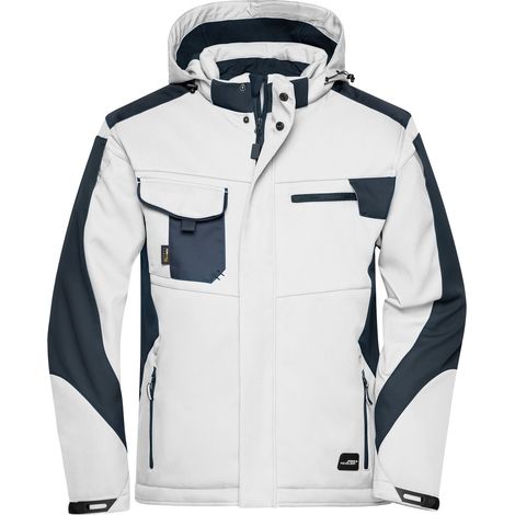 James & Nicholson Professionelle Softshelljacke mit Innenfutter JN824 Gr. L white/carbon (1/4)