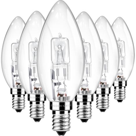 C35 E14 Ampoule Bougie 42W, Dimmable, Transparentes Ampoule SES Petite vis Edison, Blanc Chaud 2700K, E14 Vintage Lampe pour Suspension, Applique, Lot de 6