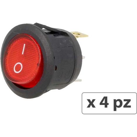 4 PZ Interruttore Rotondo Pulsante Bilanciere On Off Push Button 3 Pin con Led Spia Rosso 12V Auto Barca Foro 20mm (1/3)