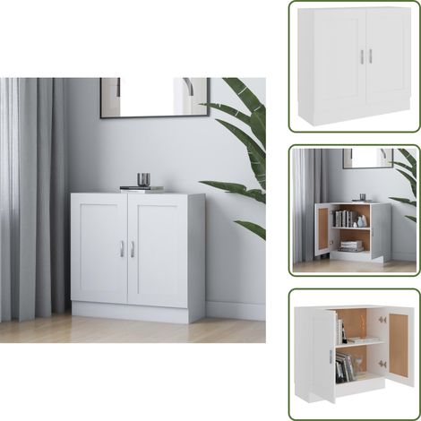 The Living Store Libreria Bianca 82,5x30,5x80 cm in Legno Multistrato - Libreria bianca