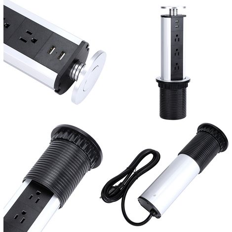 Prise électrique escamotable avec port USB pour la maison, la cuisine ou le bureau. (1/5)