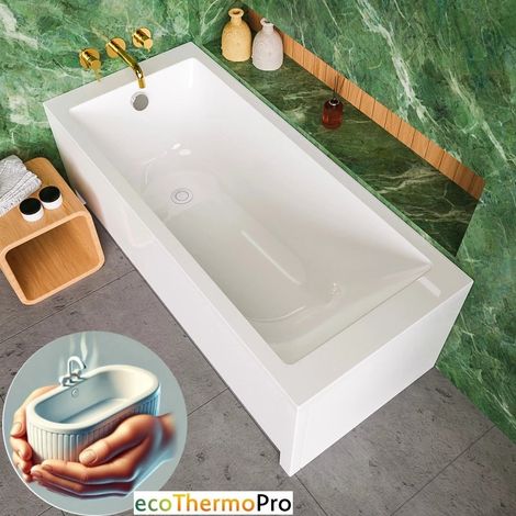 ECOLAM Baignoire rectangulaire Tami 180x80 cm + tablier isolation ecoThermoPro vidage et trop-plein automatique pieds + silicone (1/5)