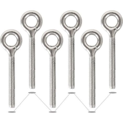 6 Pack M10 304 Anneaux en Acier Inoxydable Soudés Fermés Boulons à Oeil de Tige Filetée Résistant à La Corrosion-Vis à œil (1/4)