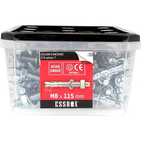ESSBOX de 50 Goujons D'Ancrage 8X115 Acier (1/2)