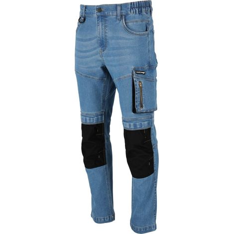 Jeans elasticizzati azzurri con 'L' rinforzata CE, lahti