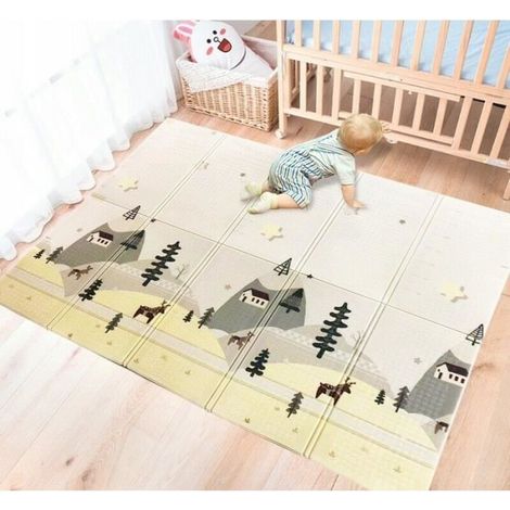 Tapis d'éveil bébé XXL - Mousse XPE double face antidérapant pliant - 180 x 200 cm