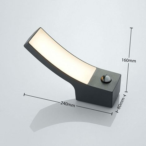 [NEUWERTIG] B-Ware Lindby Außenwandleuchte Außenlampe LED Sensor anthrazit IP54 Polycarbonat (1/2)