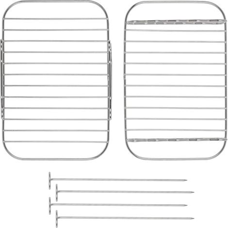 Grille friteuse air 2 niveaux acier inoxydable avec brochettes grillades (1/3)