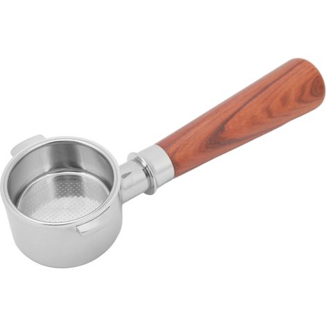Blanker 51-mm-Edelstahl-Siebträger mit Holzgriff für die ECO310 Kaffeemaschine, bodenloses Design (1/5)