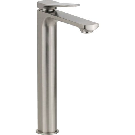 Mitigeur lavabo haut modèle en acier brossé avec levier incliné et vidage clic-clac Pollini Kora MXLHMCLMCNS acier inoxydable brossé (1/5)