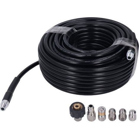 Nettoyeur haute pression kit jet d'égout 30m flexible 5800PSI 1/4 NPT avec 2 clés pour déboucher canalisation (1/5)