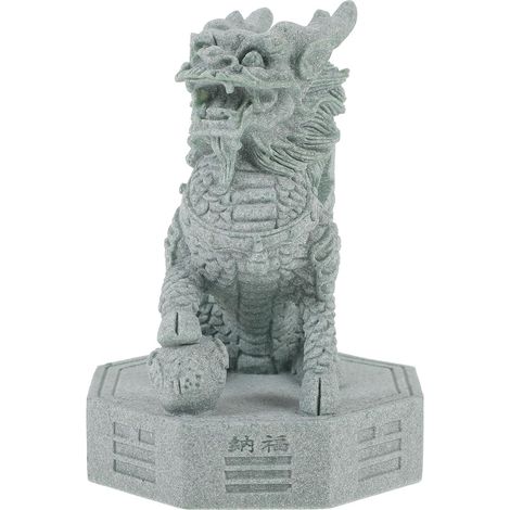 Kylin , symbole porte-bonheur en grès , d'une facture exceptionnelle . Petite statuette décorative i