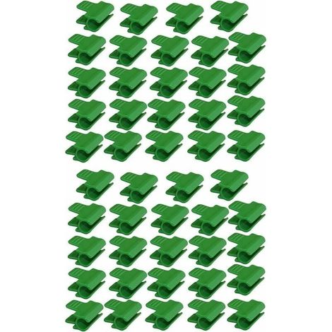 48 Stück Gartenschlauch-Clips, Gartenschuppen-Folienzubehör, 16 mm Außendurchmesser, Pflanzenstäbe, Gewächshaus-Kunststoff-Clips, grün (1/5)