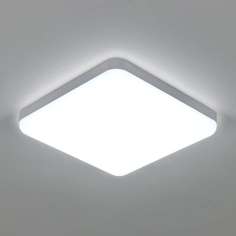 Plafonnier Led Carré 30W, Luminaire Plafonnier Etanche IP54, 3600LM 6500K Blanc Froid, Plafonnier Salle de Bain Cuisine Couloir Balcon 25cm
