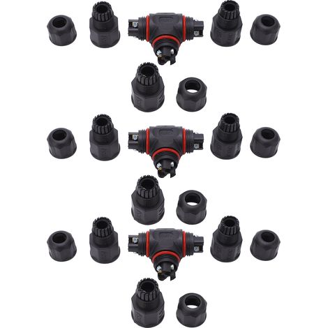 Boîtier de Jonction 3 Voies Étanche IP68 avec Connecteur 3 Broches pour Éclairage LED Extérieur