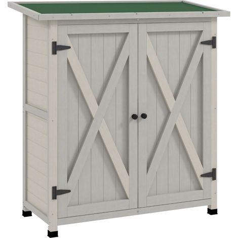 Abri de jardin en bois avec 2 portes, toit en asphalte, 110 x 55 x 117 cm, gris clair (1/3)