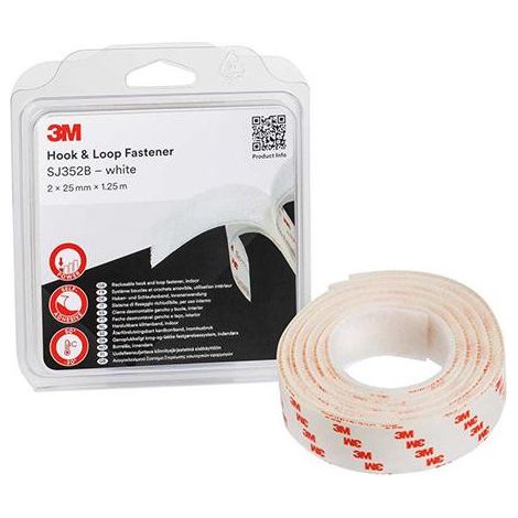 Cinta autoadherente 3m blanco 25 mm ancho 125 cm largo (1/3)