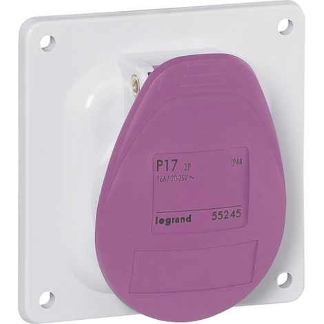 Prise à entraxes unifiés fixe P17 IP44 16A 20V AC à 25V AC 2P