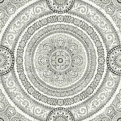 Wallquest Caspia Damask Circle Black Wallpaper Classic Acrylic Coated Stylish (1/4)
