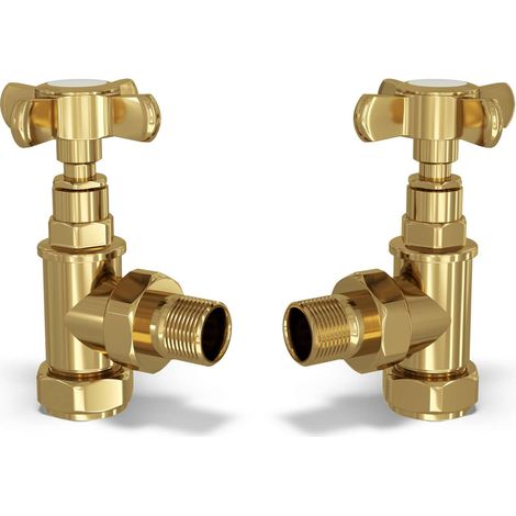 Signature Traditional - Polished Brass Radiator Valve Angled 15mm