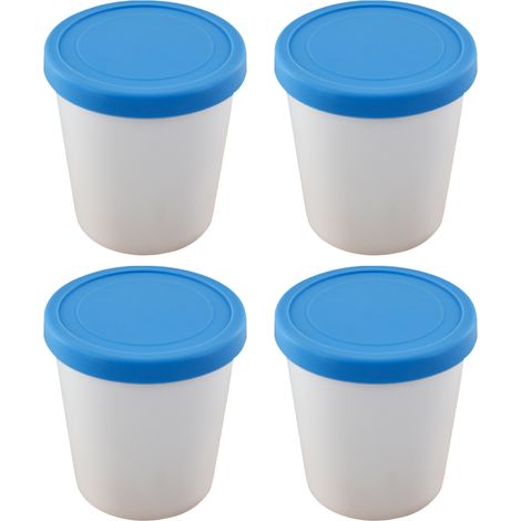 Juego de 4 tarrinas para helado, tapas de silicona, recipientes apilables, libres de BPA, aptos para congelador. (1/5)