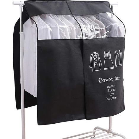 Funda para prendas de vestir, 120 x 120 cm, negra, antipolvo, universal, protector de perchas, 2 unidades.