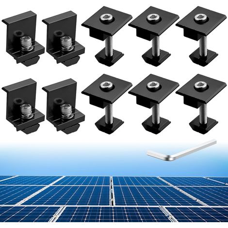 Lot de 10 Pinces pour Panneau Solaire 4 Supports Z et 6 Clips T pour Toit et Camping-car