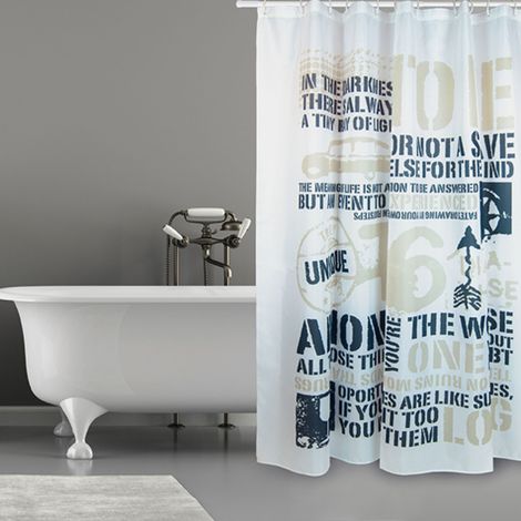 Cortina de ducha Poliéster 180x200cm CALIDAD PREMIUM - Anillas incluidas MSV (1/4)