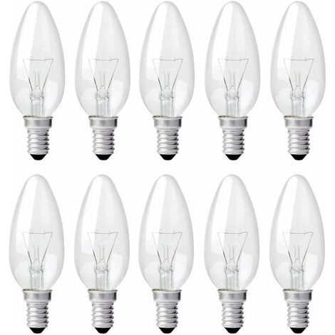 NALOOKAMIC Ampoule Bougie Clair E14 40W, Ampoule Incandescence Dimmable, Blanc Chaud 2700K, 400LM, Ampoule Flamme, E14 Ampoules à bougie à vis Edison, Pack de 10 (1/5)